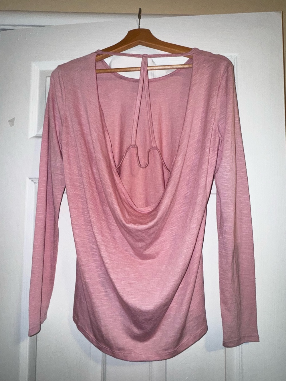 pink open back workout top